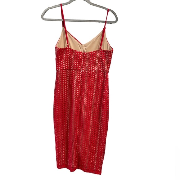 Lulu’s Rules Red Lace Bodycon Midi Dress sz M - Picture 2 of 5